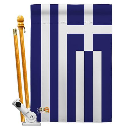 COSA 28 x 40 in. Greece Flags of the World Nationality Impressions Decorative Vertical House Flag Set CO4110656